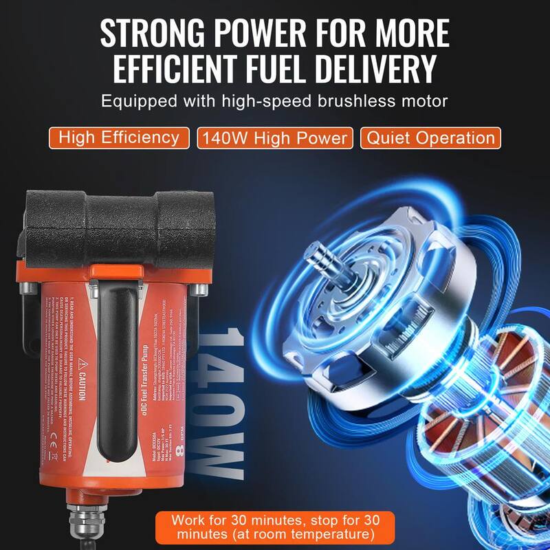 VEVOR Fuel Transfer Pump 8 GPM 1/6 HP Electric Diesel Transfer Pump with Auto Shut-Off Fuel Nozzle Long Inlet & Outlet Hose - FBBMG8GPM16H7QUUSV9