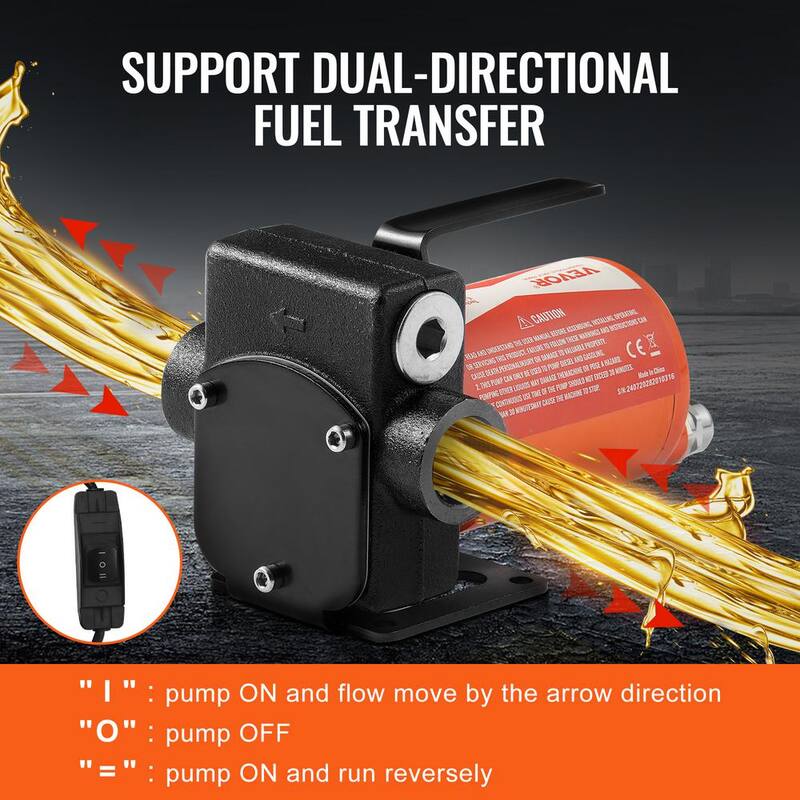 VEVOR Fuel Transfer Pump 5 GPM 1/10 HP Electric Diesel Transfer Pump for Gasoline Diesel Kerosene Methanol Blends - FBBMG37GPM11OTFVQV9