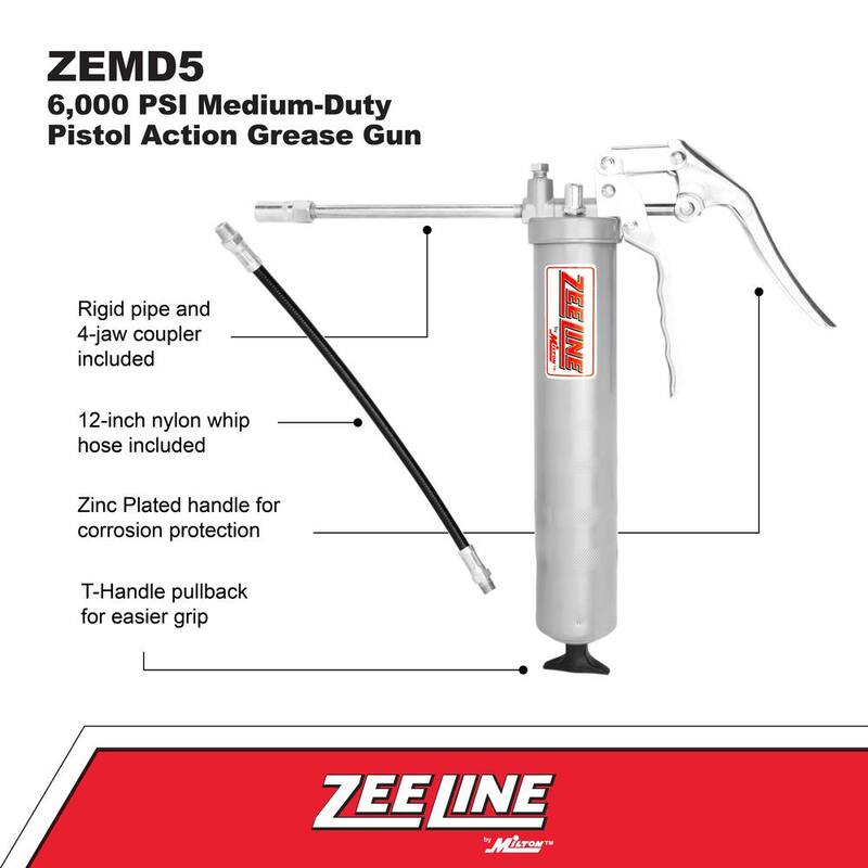 ZEELINE BY MILTON 4,000 PSI Medium-Duty Pistol Action Grease Gun - ZEMD5