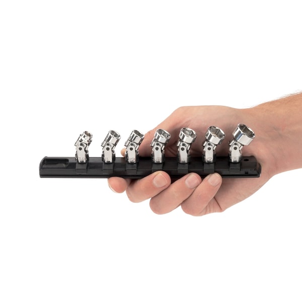 Tekton 1/4 Inch Drive Universal Joint Socket Set with Rail, 7-Piece (1/4-9/16 in.) - SHD90109