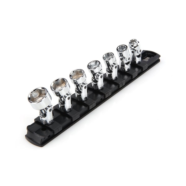 Tekton 1/4 Inch Drive Universal Joint Socket Set with Rail, 7-Piece (1/4-9/16 in.) - SHD90109