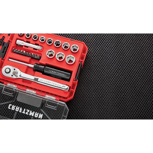 Craftsman 3/8" Drive Socket Wrench Set Metric 24 Pieces 8 mm to 19 mm , Full Polish - CMMT12011