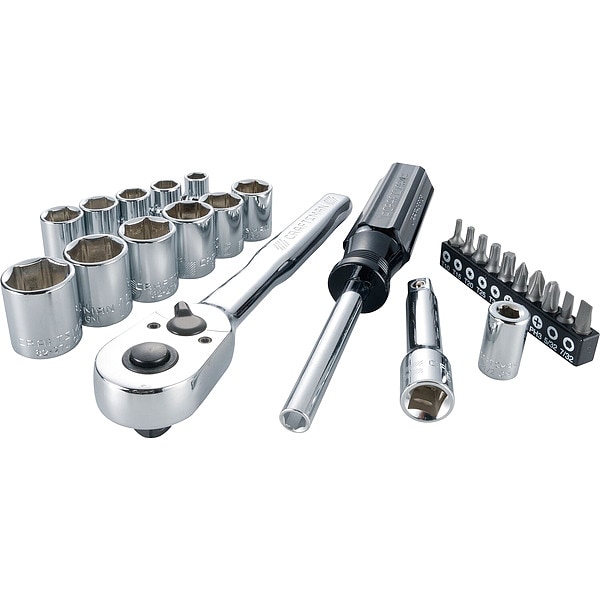 Craftsman 3/8" Drive Socket Wrench Set Metric 24 Pieces 8 mm to 19 mm , Full Polish - CMMT12011