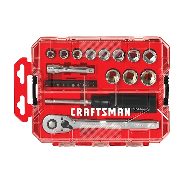 Craftsman 3/8" Drive Socket Wrench Set Metric 24 Pieces 8 mm to 19 mm , Full Polish - CMMT12011