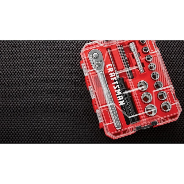 Craftsman 3/8" Drive Socket Wrench Set Metric 24 Pieces 8 mm to 19 mm , Full Polish - CMMT12011