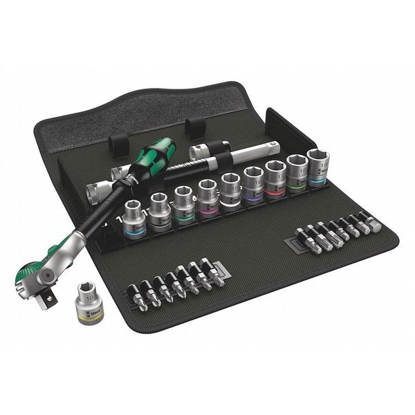 Wera 1/2" Drive Ratchet Set SAE, Torx(R) 28 Pieces 10 mm to 19 mm , Chrome - 05004076001
