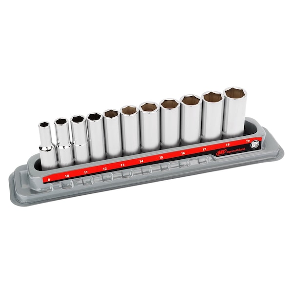 Ingersoll-Rand 11 Piece 3/8 Inch Drive Deep Socket Set - Metric 6-Pt - 752049X
