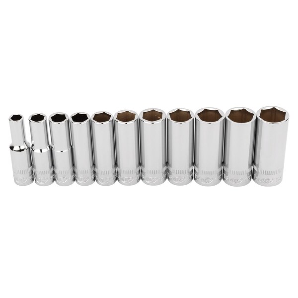 Ingersoll-Rand 11 Piece 3/8 Inch Drive Deep Socket Set - Metric 6-Pt - 752049X