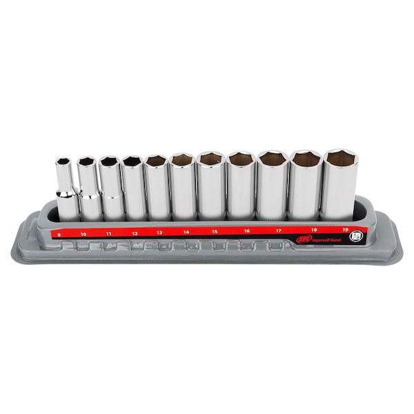 Ingersoll-Rand 11 Piece 3/8 Inch Drive Deep Socket Set - Metric 6-Pt - 752049X