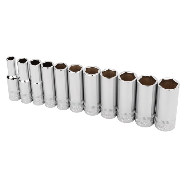 Ingersoll-Rand 11 Piece 3/8 Inch Drive Deep Socket Set - Metric 6-Pt - 752049X