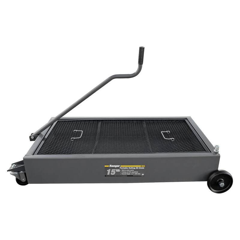 RANGER RD-15 15 Gal. Low Profile Portable Oil Drain with T-Handle and Swivel Casters - 5150206