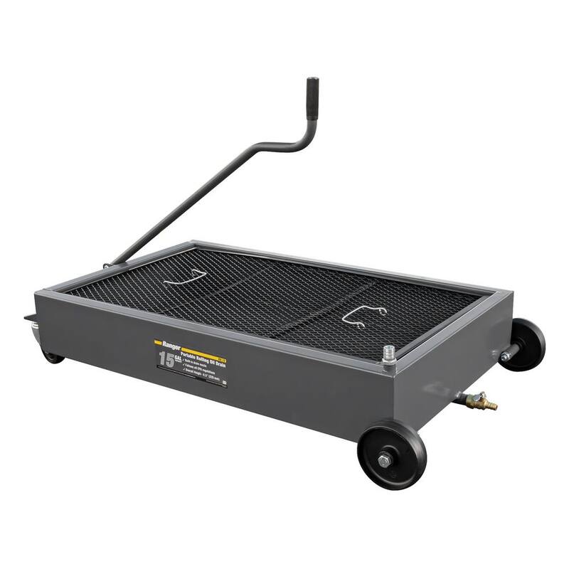RANGER RD-15 15 Gal. Low Profile Portable Oil Drain with T-Handle and Swivel Casters - 5150206