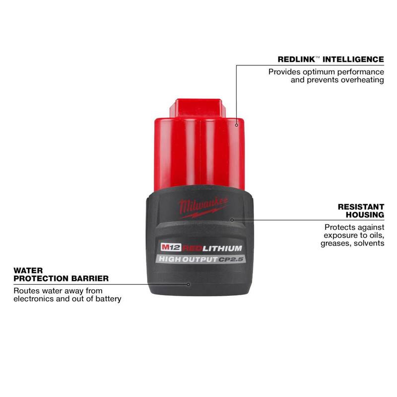 Milwaukee M12 12-Volt Lithium-Ion Cordless Grease Gun with M12 12-Volt Lithium-Ion CP High Output 2.5 Ah Battery Pack - 2446-20-48-11-2425