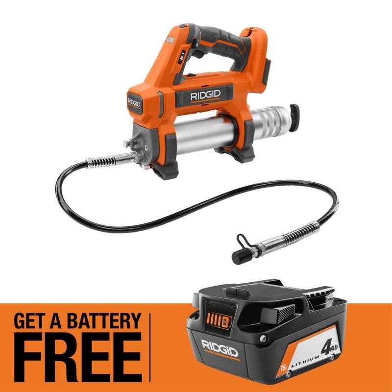 RIDGID 18V Cordless Grease Gun with 18V Lithium-Ion 4.0 Ah Battery - R860445B-AC87004