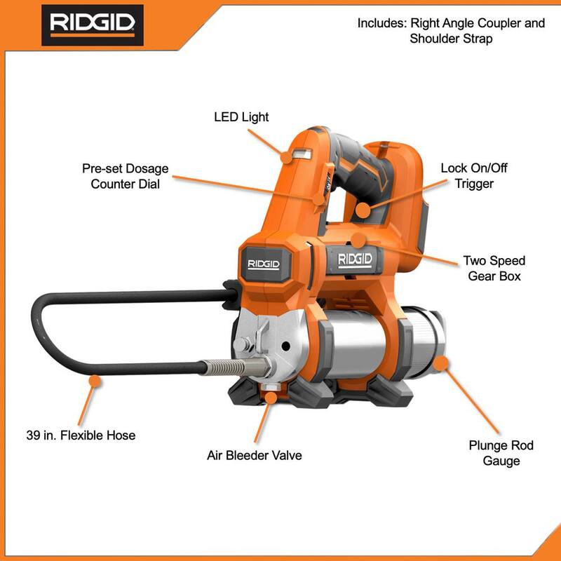 RIDGID 18V Cordless Grease Gun with 18V Lithium-Ion 4.0 Ah Battery - R860445B-AC87004