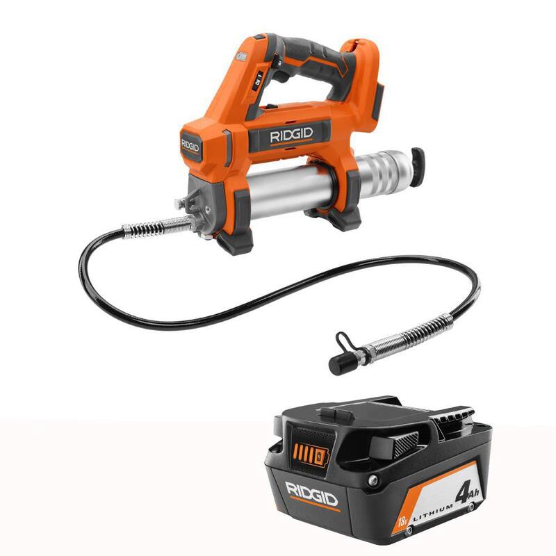 RIDGID 18V Cordless Grease Gun with 18V Lithium-Ion 4.0 Ah Battery - R860445B-AC87004