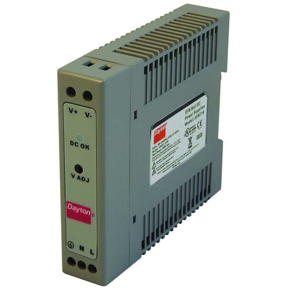 Dayton DC Power Supply, 90/264V AC, 12V DC, 30W, 2.5A, DIN Rail - 33NT16