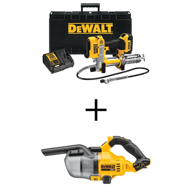 DEWALT 20V MAX Cordless 10,000 PSI Variable Speed Grease Gun and 20V MAX Stick Vacuum with 4.0Ah Battery and Charger - DCGG571M1W501HB