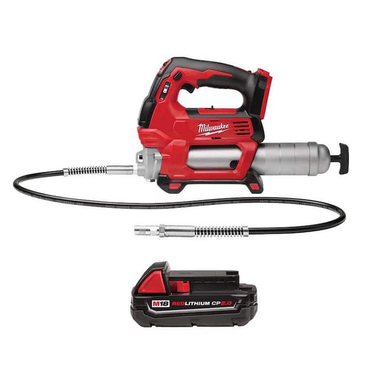 Milwaukee M18 18-Volt Lithium-Ion Cordless Grease Gun 2-Speed with (1) 2Ah Battery - 2646-20-48-11-1820