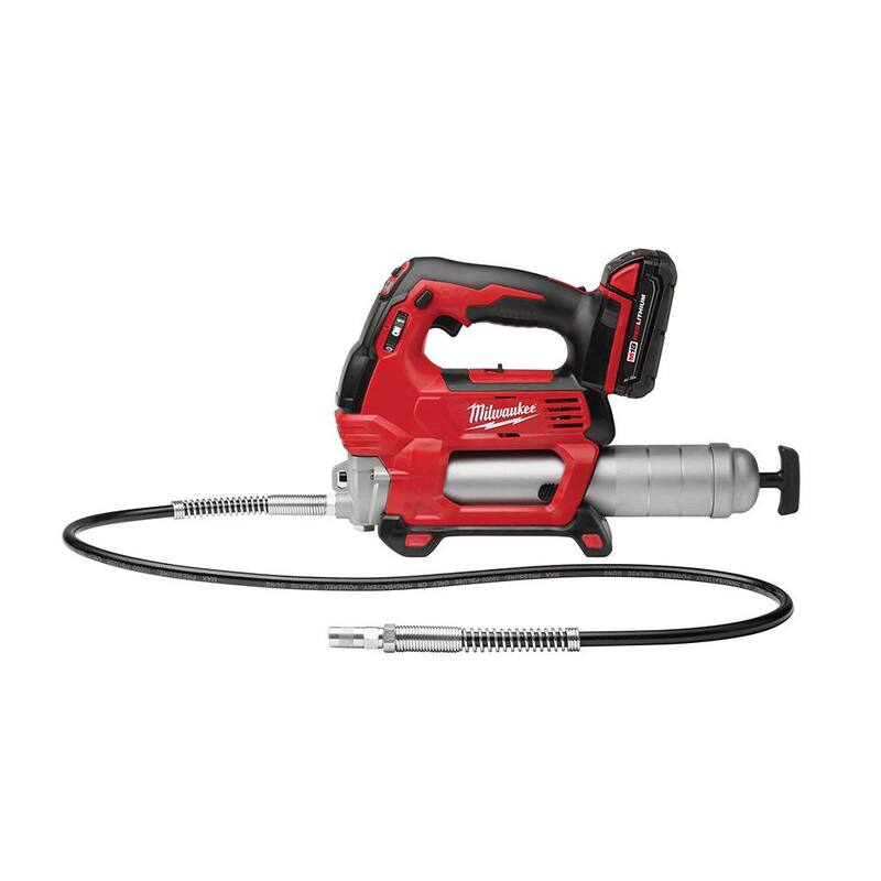 Milwaukee M18 18V Lithium-Ion Cordless Grease Gun 2-Speed with (2) 1.5Ah Batteries, Charger, Tool Bag - 2646-22CT
