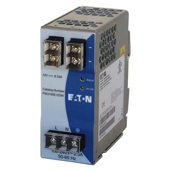 Eaton AC to DC Power Supply, 100/240V AC, 12V DC, 100W, 8.30A, DIN Rail - PSG100E12SM