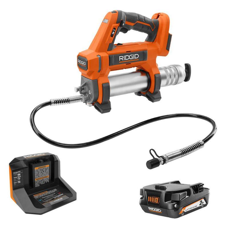 RIDGID 18V Cordless Grease Gun Kit with (1) 2.0 Ah Battery and Charger - R860445KN