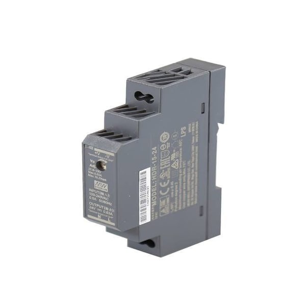 Antaira Power Supply, 85 to 264V AC, 24V DC, 15W, 0.63A, DIN Rail - HDR-15-24