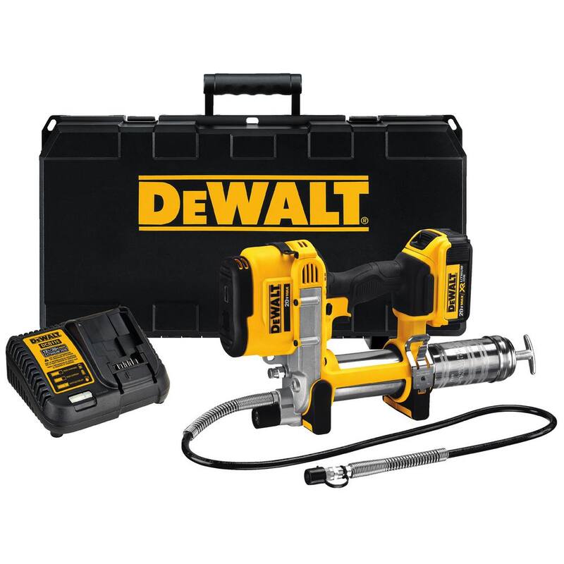 DEWALT 20V MAX Cordless 10,000 PSI Variable Speed Grease Gun and Bluetooth Speaker with (1) 20V 4.0Ah Battery, and Charger - DCGG571M1WCR010