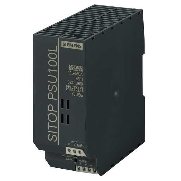 Siemens DC Power Supply, 132/264V AC; 93/187V AC, 24V DC, 120W, 5A, DIN Rail - 6EP13331LB00