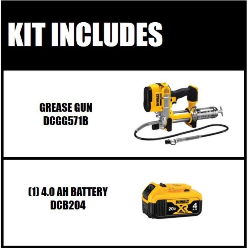 DEWALT 20V MAX Cordless 10,000 PSI Variable Speed Grease Gun and (1) 20V MAX Premium Lithium-Ion 4.0Ah Battery - DCGG571Bw4b