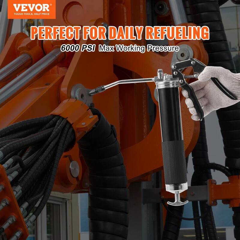 VEVOR Pistol Grip Grease Gun 6000 PSI Heavy Duty Professional Grease Gun with 17.72 in. Flexible Hose 14 oz. Capacity - SDHYQZXSQSW18DE5JV0