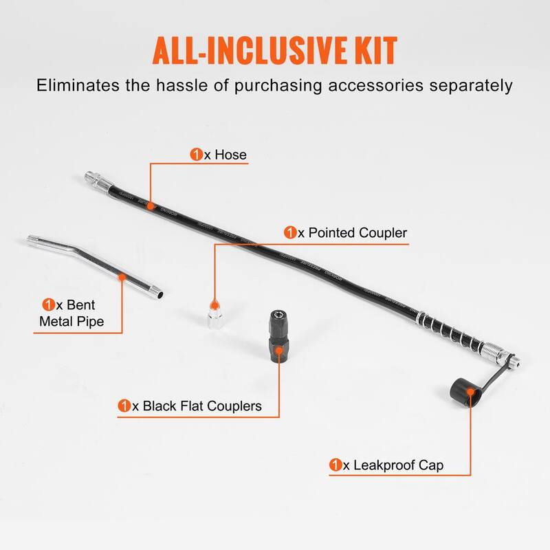 VEVOR Pistol Grip Grease Gun 6000 PSI Heavy Duty Professional Grease Gun with 17.72 in. Flexible Hose 14 oz. Capacity - SDHYQZXSQSW18DE5JV0