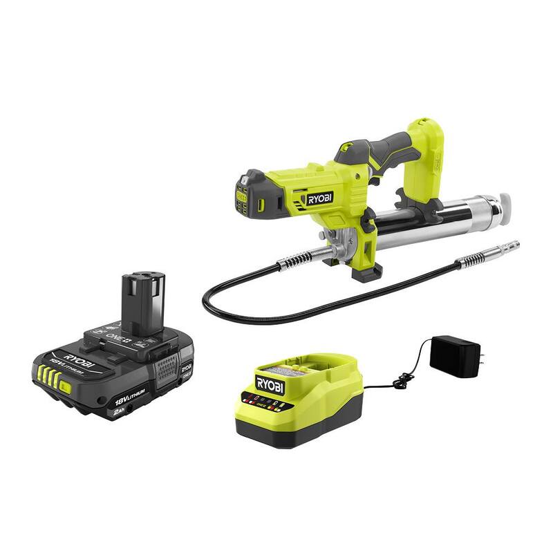 RYOBI ONE+ 18V Cordless Grease Gun with 2.0 Ah Battery and Charger - P3410-PSK005