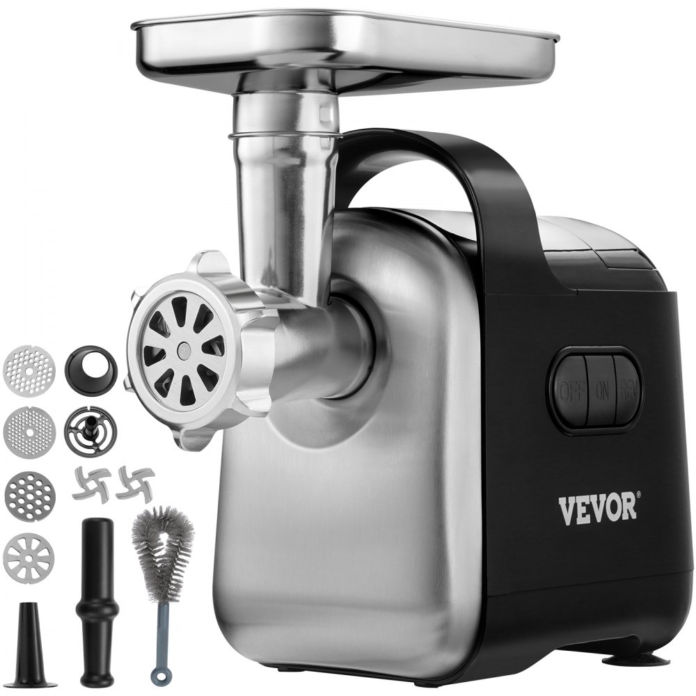 VEVOR Electric Meat Grinder, 6.6 Lb/Min, 550W（2200W MAX) Industrial Meat Mincer with 2 Blade, 3 Grinding Plates, Sausage Maker & Kubbe Kit ABS + Stainless Steel Commercial Meat Grinder, ETL Listed - DDJRJ550W4003WZSZV1