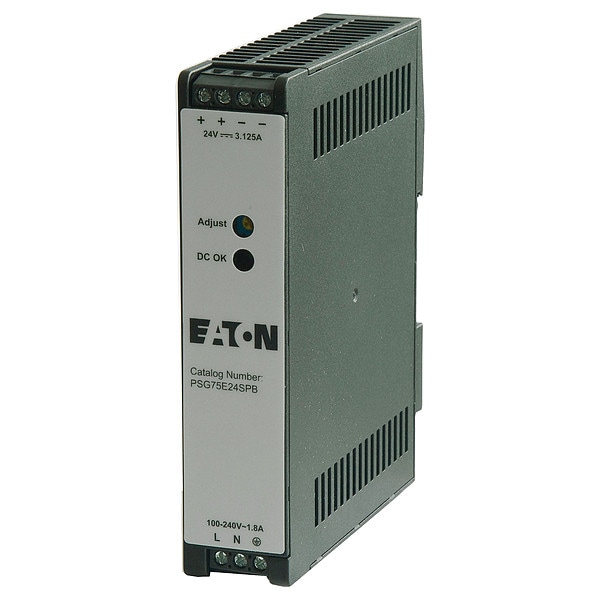 Eaton Power Supply, 100/240V AC, 24V DC, 75W, DIN Rail - PSG75E24SPB