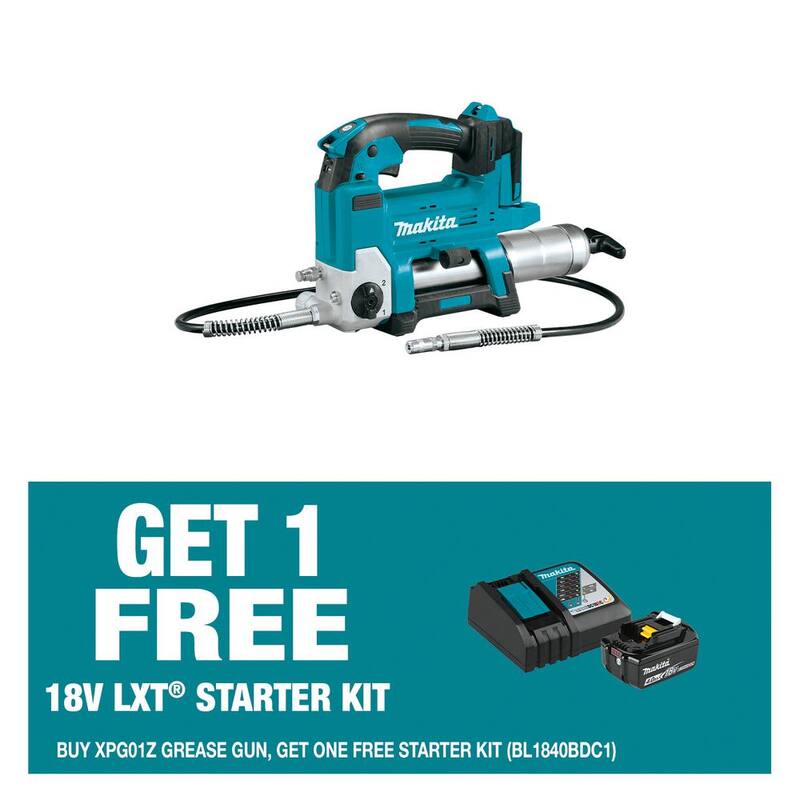 Makita 18V LXT Lithium-Ion Cordless Grease Gun with bonus 18-Volt 4.0Ah LXT Lithium-Ion Battery and Charger Starter Pack - XPG01ZBL1840BDC