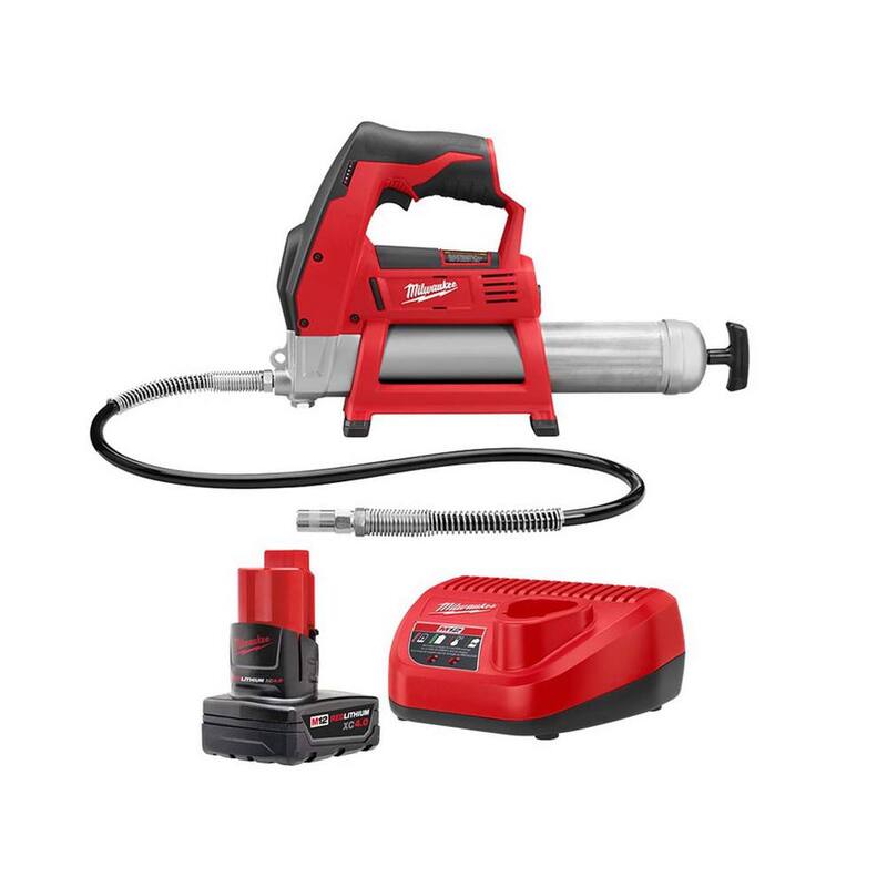 Milwaukee M12 12-Volt Lithium-Ion Cordless Grease Gun w/4.0 Ah Starter Kit - 48-59-2440-2446-20