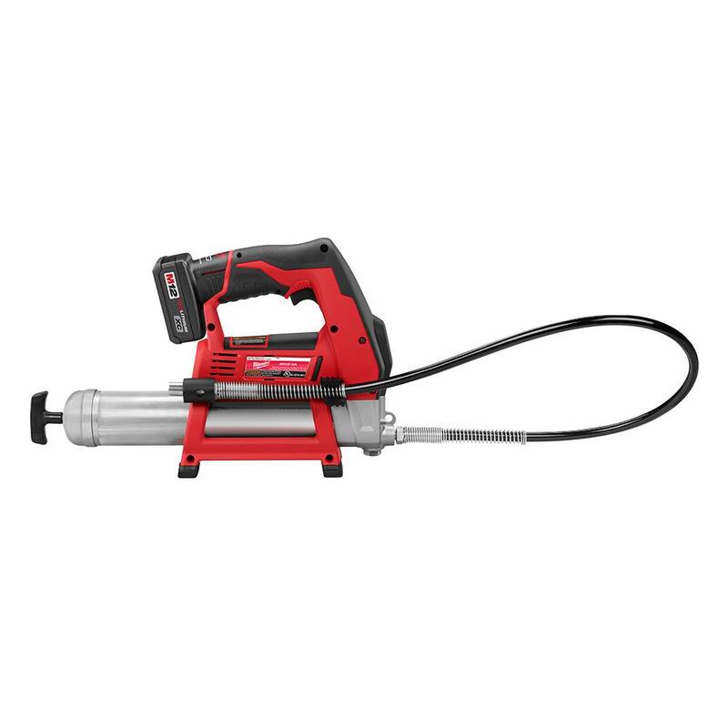 Milwaukee M12 12-Volt Lithium-Ion Cordless Grease Gun Kit with One 3.0 Ah Battery, Charger and Tool Bag with M12 Soldering Iron - 2446-21XC-2488-20