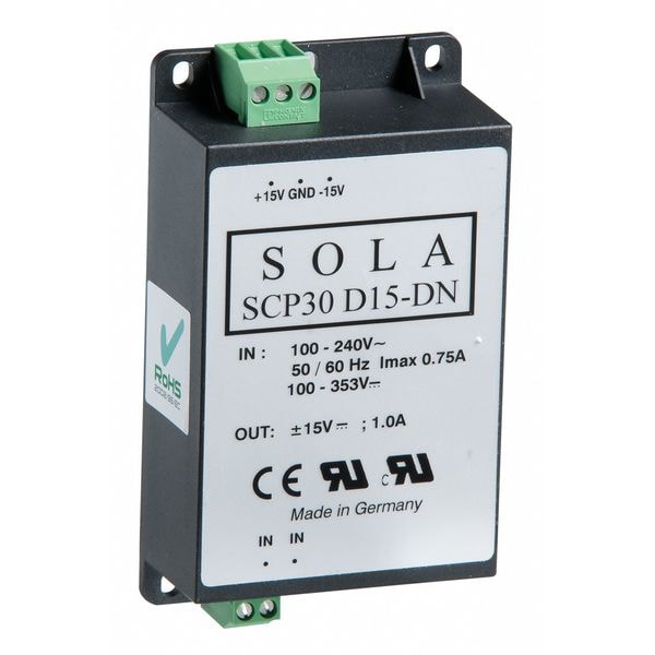 Solahd DC Power Supply, 85/264V AC, 5V DC; 12V DC, 30W, 3/1.2A, DIN Rail/Chassis - SCP30D512DN