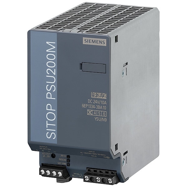 Siemens Stabilized Power Supply, 120/230V AC; 230/500V AC, 24V DC, 240W, 10A, DIN Rail - 6EP13343BA108AB0