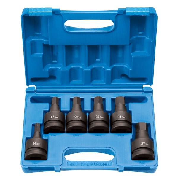 Grey Pneumatic SKT SET 1" DRIVE 6 PIECE HEX DRIVER METR - GP9196MH
