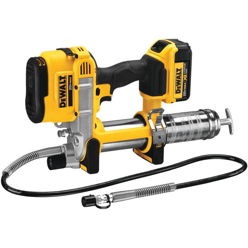 DEWALT 20V MAX Lithium Ion Cordless Grease Gun Kit, 20V MAX Cordless Reciprocating Saw, (1) 20V 4.0Ah Battery, and Charger - DCGG571M1W380B
