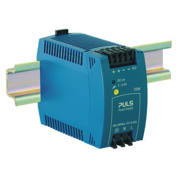 Puls DC Power Supply, 100/240V AC, 5/5.5V DC, 25W, 5.0A, DIN Rail - ML30.101