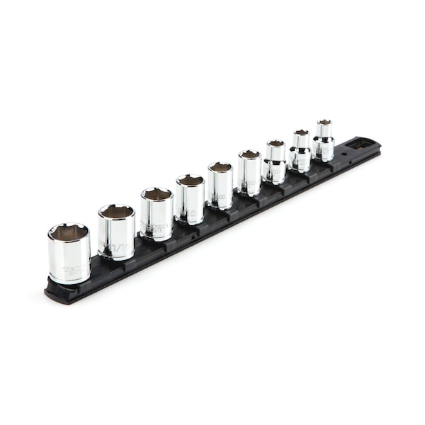 Tekton 3/8 Inch Drive 6-Point Socket Set with Rail, 9-Piece (5/16-3/4 in.) - SHD91101