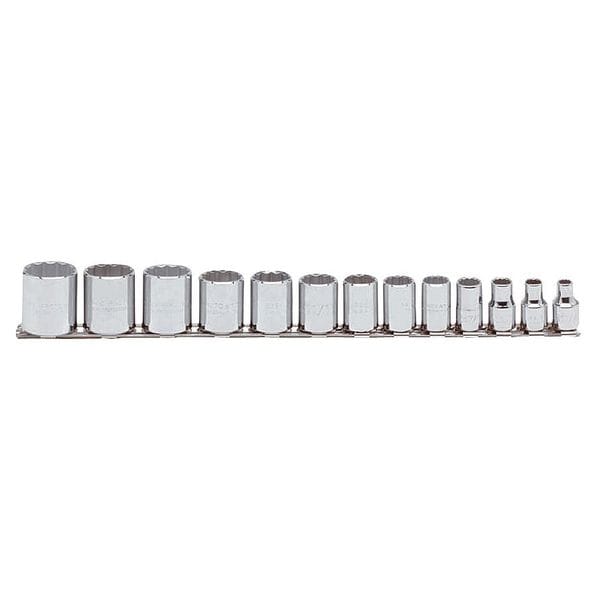 Proto 3/8" Drive Socket Set SAE 13 Pieces 1/4 in to 1 in , Full Polish - J52124-TT