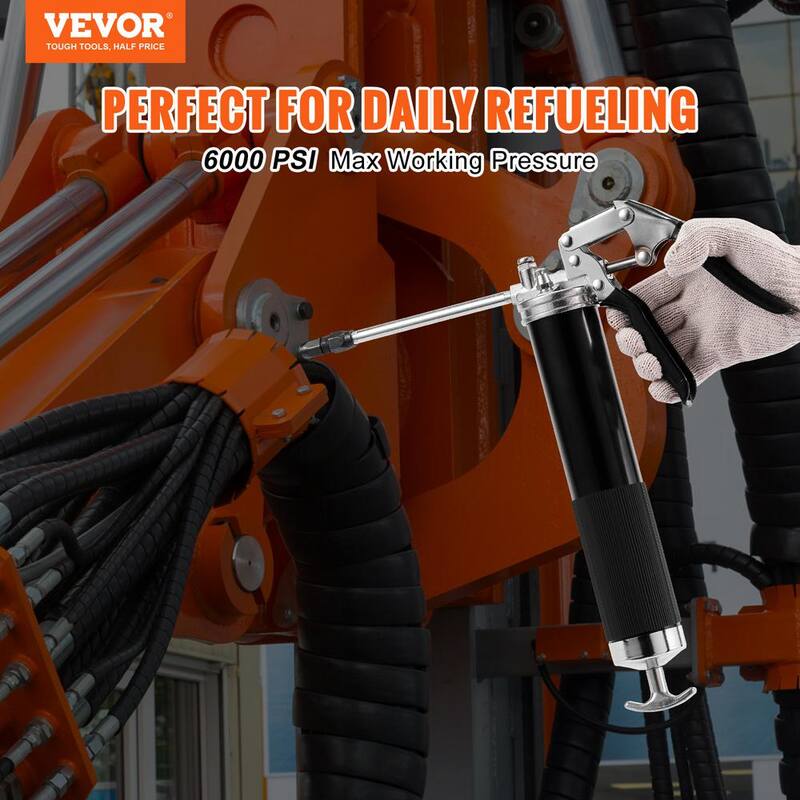 VEVOR Pistol Grip Grease Gun, 6000 PSI, 14 oz./400 CC Capacity Heavy Duty Professional Grease Gun with 19.69in. Flexible Hose - SDHYQZXSQSY1820J2V0-805