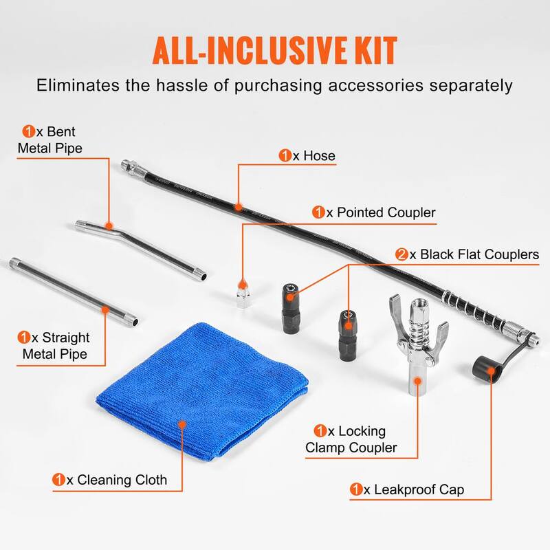 VEVOR Pistol Grip Grease Gun, 6000 PSI, 14 oz./400 CC Capacity Heavy Duty Professional Grease Gun with 19.69in. Flexible Hose - SDHYQZXSQSY1820J2V0-805