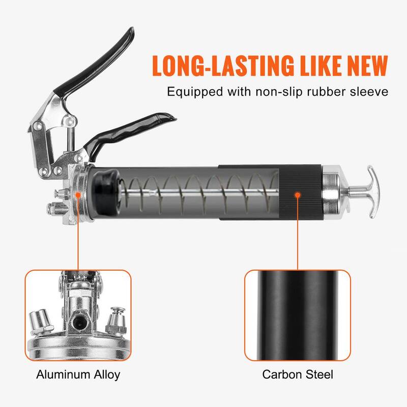 VEVOR Pistol Grip Grease Gun, 6000 PSI, 14 oz./400 CC Capacity Heavy Duty Professional Grease Gun with 19.69in. Flexible Hose - SDHYQZXSQSY1820J2V0-805