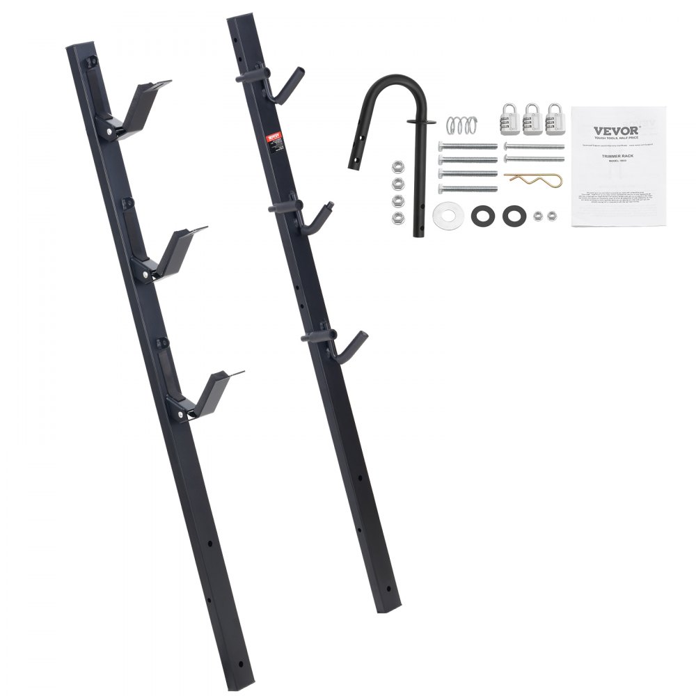 VEVOR Trimmer Rack, 3 Place Weeder Trimmer Rack, Locking Trim Holder Landscape Trailer Rack Carrier Mount on Open Pickup/Trailer Enclosed Trailers, Pair - ZLSDCJGJ3000VHDC7V0