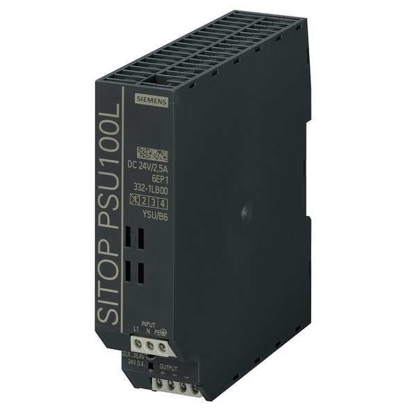 Siemens DC Power Supply, 120/230V AC, 24V DC, 60W, 2.5A, DIN Rail - 6EP13321LB00